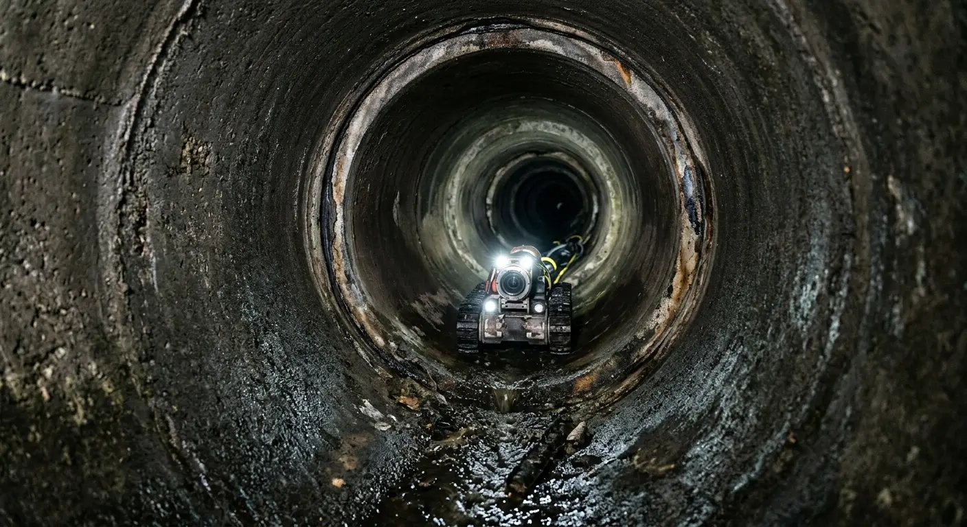 Robotic sewer camera inspecting pipe interior for Sewer Line Repair in Palm City